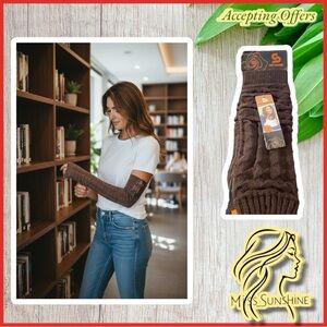 Arm Warmers - NEW - One Size fits all - nice brown textured knit - 4% Spandex
